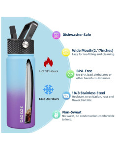 Botellas de Agua Aisladas BJPKPK 22oz 2 Pack BPA Libre 2