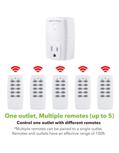 Enchufe Control Remoto BN-LINK 2 Remotos + 5 Enchufes