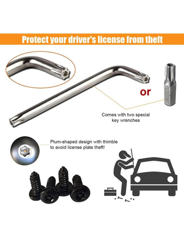 Kit de Tornillos Antirrobo para Placas de Licencia GLSOWEE