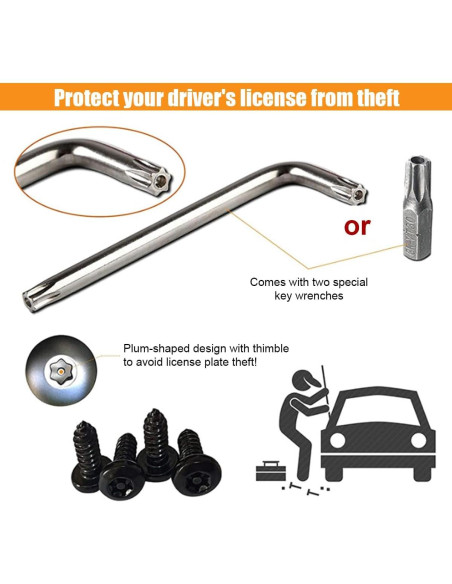 Kit de Tornillos Antirrobo para Placas de Licencia GLSOWEE