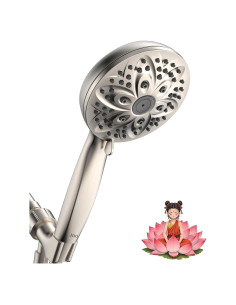 Cabezal de Ducha JDO Alta Presión 6 Modos Níquel Cepillado