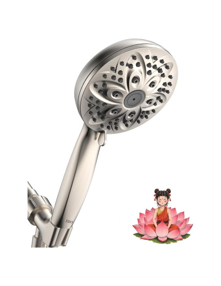 Cabezal de Ducha JDO Alta Presión 6 Modos Níquel Cepillado
