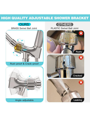 Cabezal de Ducha JDO Alta Presión 6 Modos Níquel Cepillado