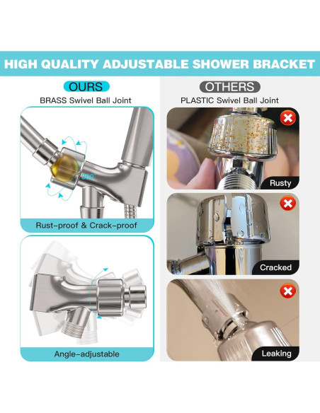 Cabezal de Ducha JDO Alta Presión 6 Modos Níquel Cepillado