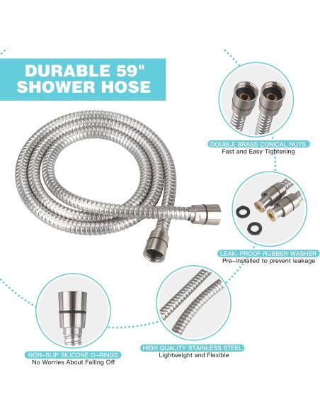 Cabezal de Ducha JDO Alta Presión 6 Modos Níquel Cepillado