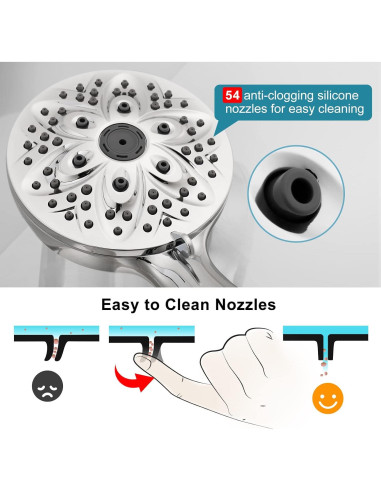 Cabezal de Ducha JDO Alta Presión 6 Modos Níquel Cepillado