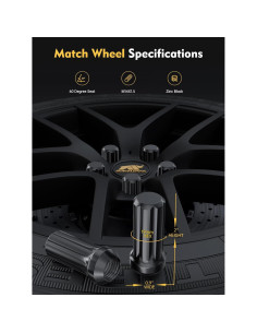 Tuercas de Llantas MIKKUPPA M14x1.5 Negras 32pcs 2