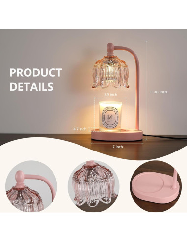 Lámpara Calentadora de Velas MEIXISUE Rosa con Temporizador