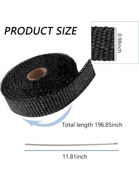 Envoltura de Escape de Fibra de Vidrio Salior 5m Negro