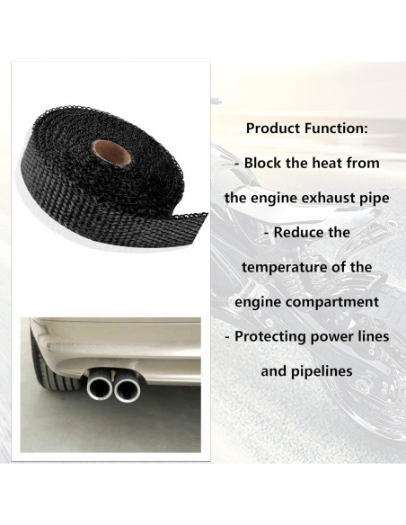 Envoltura de Escape de Fibra de Vidrio Salior 5m Negro