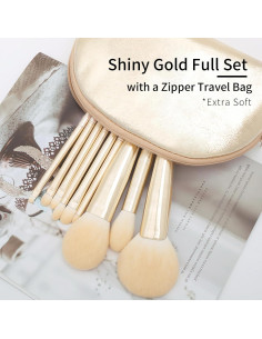 Juego de Brochas de Maquillaje ENZO KEN 9 Piezas Doradas 2