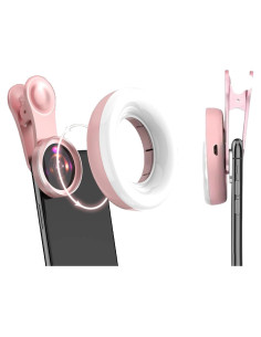 Lente Macro Rosa para Teléfono ULVEOL con Luz de Anillo