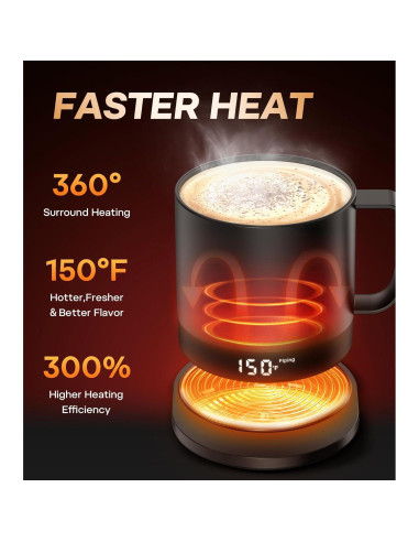Taza de café autocalentable Buuo 14 oz con control de temperatura