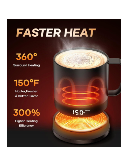 Taza de café autocalentable Buuo 14 oz con control de temperatura