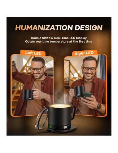 Taza de café autocalentable Buuo 14 oz con control de temperatura