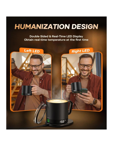 Taza de café autocalentable Buuo 14 oz con control de temperatura