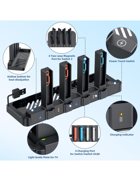 Cargador Magnético 9-en-1 FASTSNAIL para Nintendo Switch 2