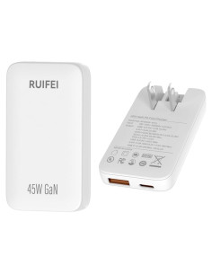 Cargador USB C 45W RUIFEI Doble Puerto Pared Blanco