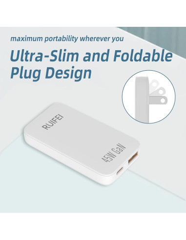 Cargador USB C 45W RUIFEI Doble Puerto Pared Blanco