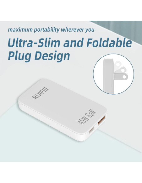 Cargador USB C 45W RUIFEI Doble Puerto Pared Blanco
