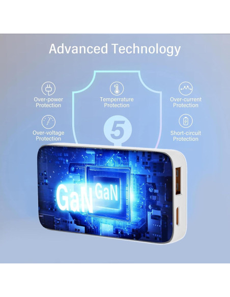 Cargador USB C 45W RUIFEI Doble Puerto Pared Blanco