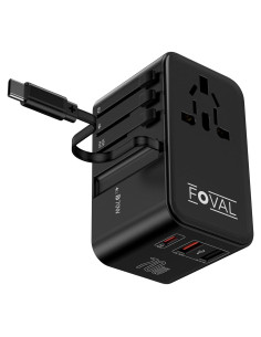 Adaptador de Enchufe de Viaje FOVAL 70W Universal con USB