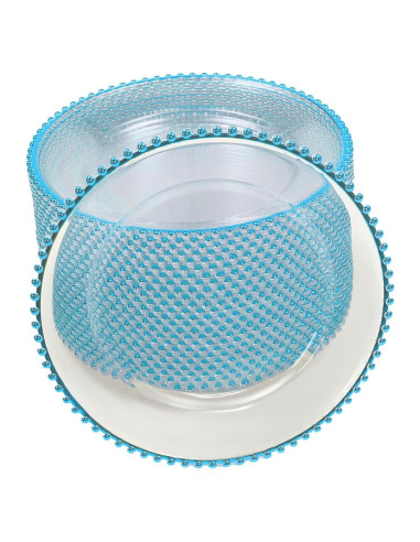 25 Platos Cargadores DYRABREST 32cm Redondos Transparentes Azul