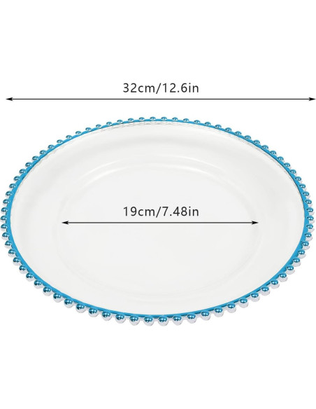 25 Platos Cargadores DYRABREST 32cm Redondos Transparentes Azul