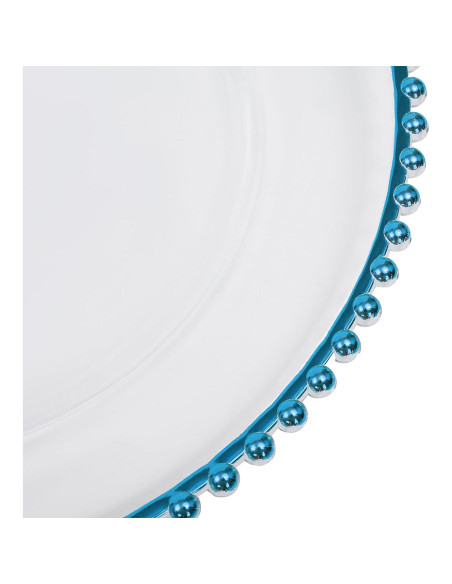 25 Platos Cargadores DYRABREST 32cm Redondos Transparentes Azul