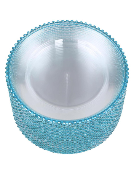 25 Platos Cargadores DYRABREST 32cm Redondos Transparentes Azul