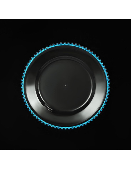 25 Platos Cargadores DYRABREST 32cm Redondos Transparentes Azul