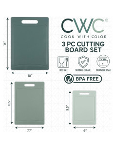 Juego de 3 Tablas de Cortar Antideslizantes COOK WITH COLOR Menta 2