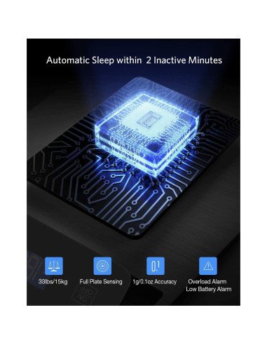 Escala de Cocina Digital Drcowu 15kg con Pantalla LCD Negra