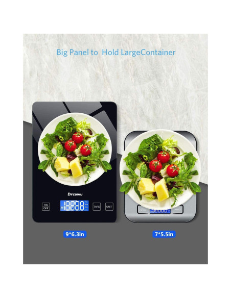 Escala de Cocina Digital Drcowu 15kg con Pantalla LCD Negra