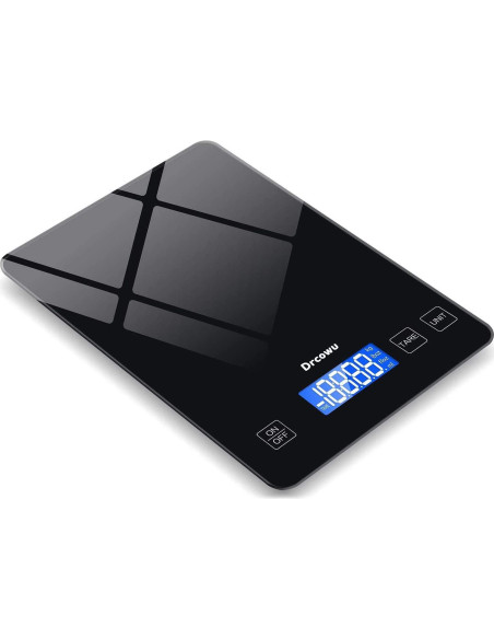 Escala de Cocina Digital Drcowu 15kg con Pantalla LCD Negra