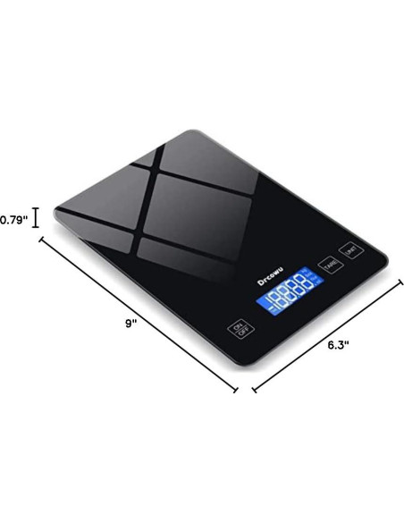 Escala de Cocina Digital Drcowu 15kg con Pantalla LCD Negra