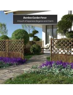 Panel de Cerca de Jardín Zen Linterna Roja - Bambú Quemado 0.91m 2