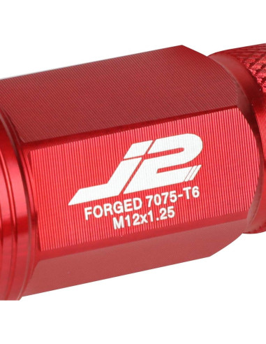 Tuercas de Llantas J2 Engineering M12x1.25 20Pcs 50mm Rojo