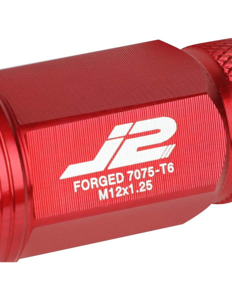 Tuercas de Llantas J2 Engineering M12x1.25 20Pcs 50mm Rojo