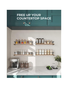 Estante de Especias OROPY Montado en Pared - Madera Rústica, 2 Pzas 2