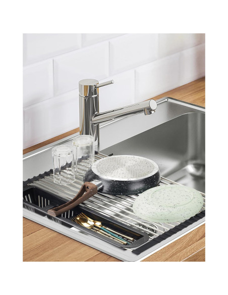 Escurridor de Platos Expandible CLNGAI Negro con Soporte