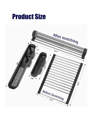 Escurridor de Platos Expandible CLNGAI Negro con Soporte