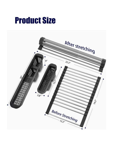 Escurridor de Platos Expandible CLNGAI Negro con Soporte