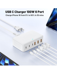Cargador Rápido USB C 100W 6 Puertos Shenzhen ZYH-J20 2