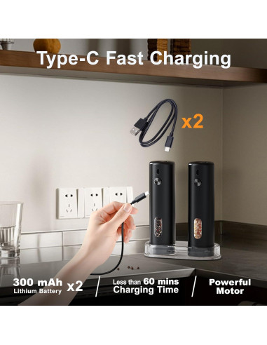 Juego de Molinillos Eléctricos de Sal y Pimienta REVOTRA 110ml