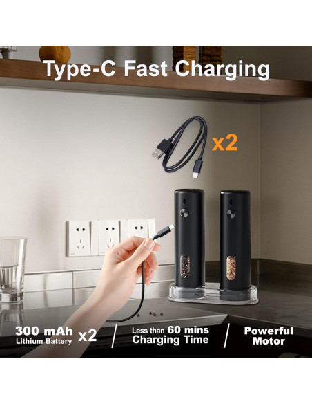 Juego de Molinillos Eléctricos de Sal y Pimienta REVOTRA 110ml