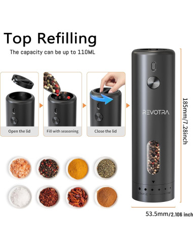 Juego de Molinillos Eléctricos de Sal y Pimienta REVOTRA 110ml