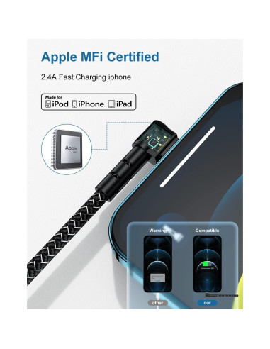 3Pack Cable Lightning Jeenek 1.83m Carga Rápida MFi iPhone