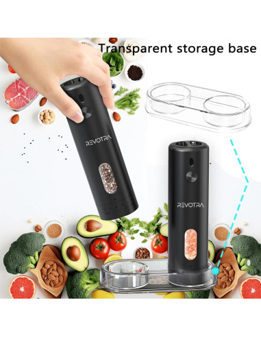 Juego de Molinillos Eléctricos de Sal y Pimienta REVOTRA 110ml