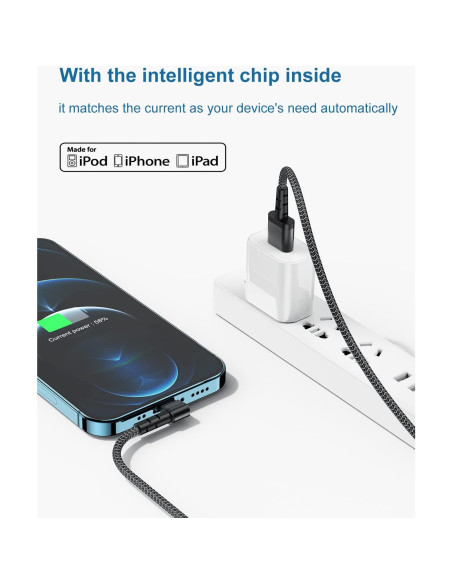 3Pack Cable Lightning Jeenek 1.83m Carga Rápida MFi iPhone